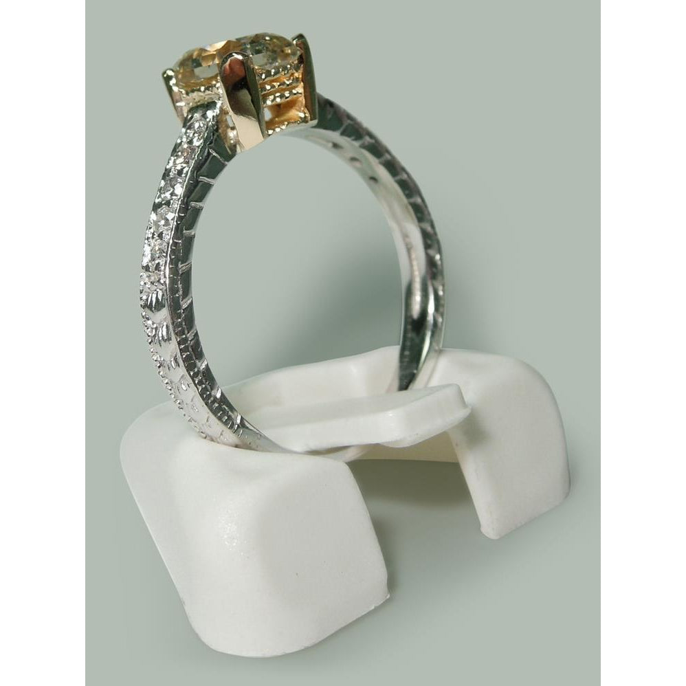 Two Tone Diamond Fancy Solitaire Ring with