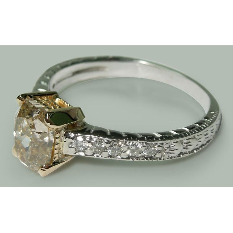 Two Tone Diamond Fancy Ring with Accents