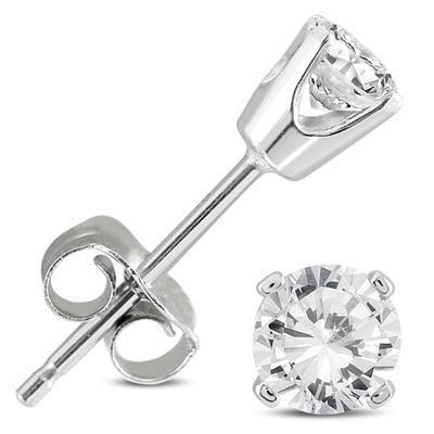 Prong Shape White Gold Diamond Anniversary Earring With Stud