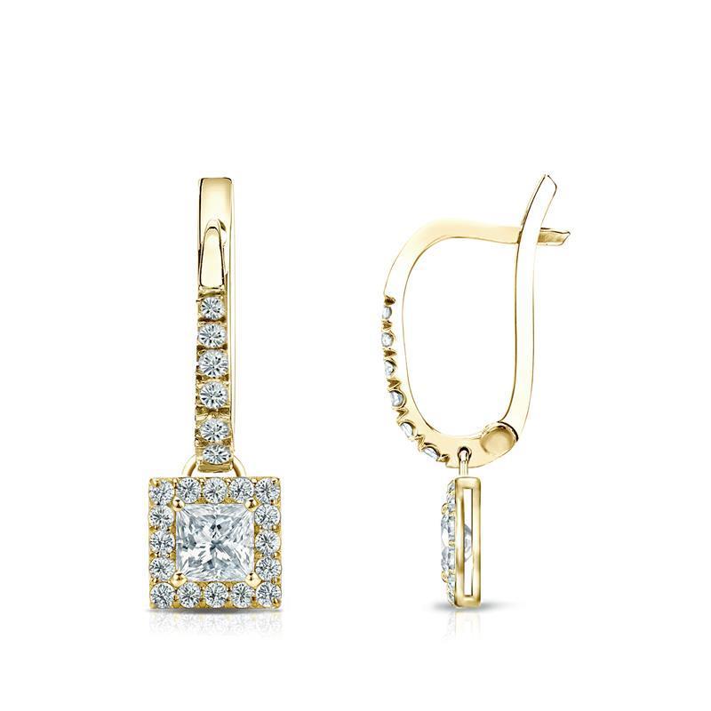 3.80 Carats Sparkling Diamonds Dangle Earrings Yellow Gold 14K New Dangle Earrings