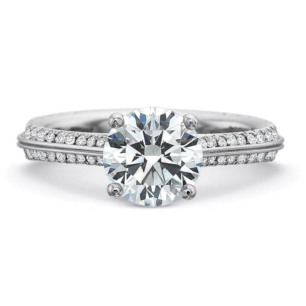 Sparkling Unique Lady’s Solitaire Ring with Accents White Gold Diamond