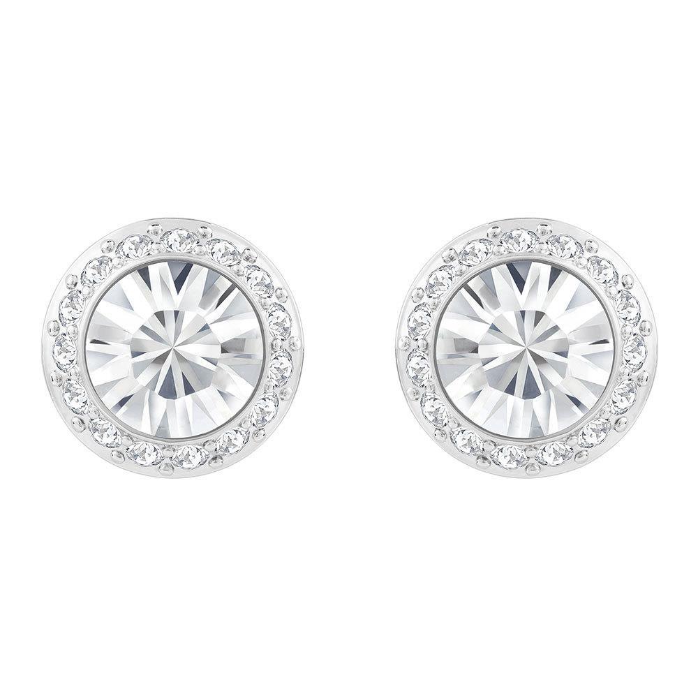 Sparkling Round Cut White Gold Weeding Anniversary Studs Halo Earrings