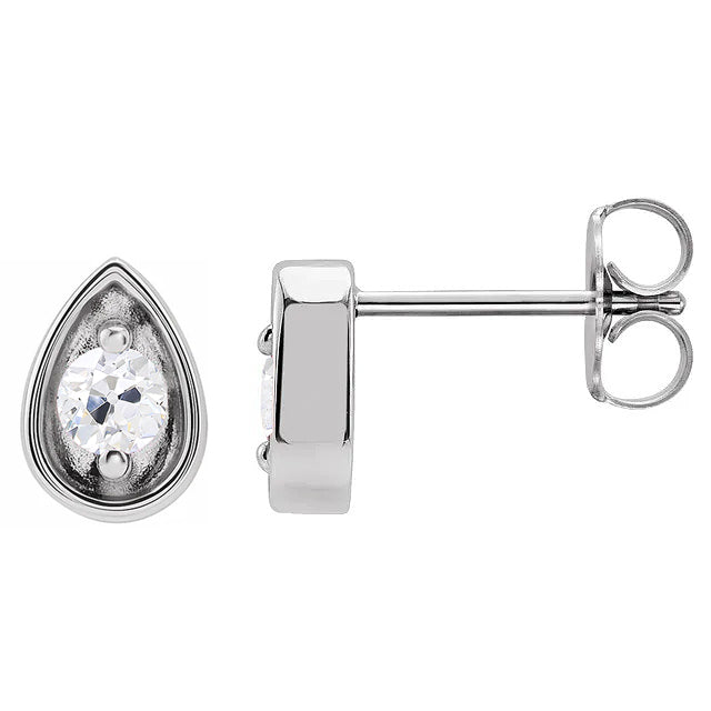 Diamond Studs Old Miner Teardrop Shape