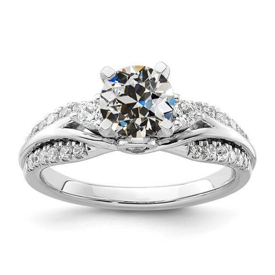 3 Carats Round Old Mine Cut Diamond Ring
