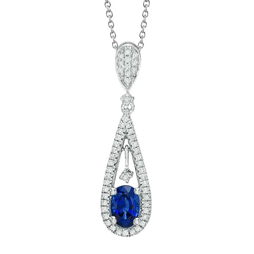 3 Ct Ceylon Sapphire With Natural Earth Mined Diamonds Necklace Pendant White Gold 14K