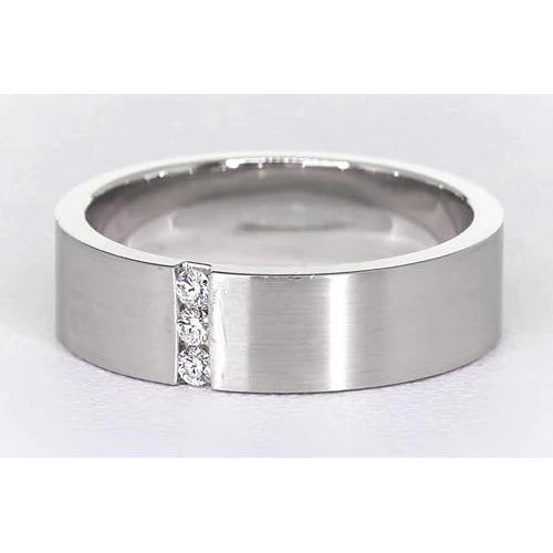 3 Diamonds Tension Set Anniversary Band Thick Shank 0.15 Carats