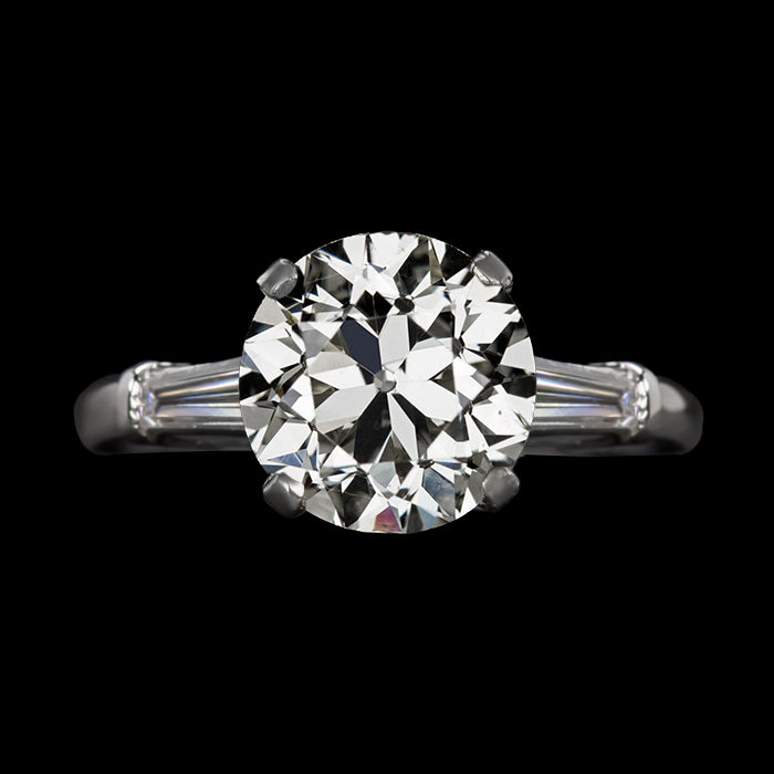 3 Stone Old Mine Cut Diamond Ring Gold