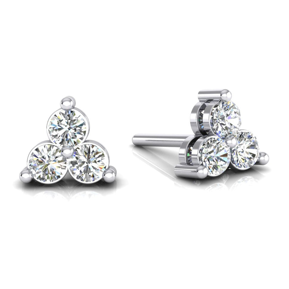natural round diamond 0.85ct earring front view