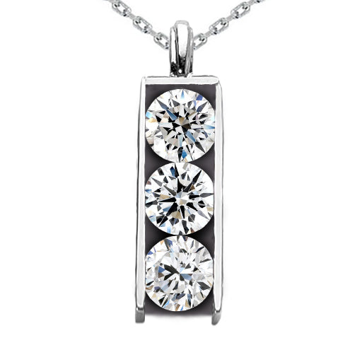 3 Stone Journey Pendant Bar Set Women's Jewelry 4.50 Carats
