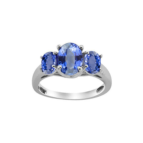 Fancy Lady’s 3 Stone Oval Sri Lankan Sapphire Gemstone Ring