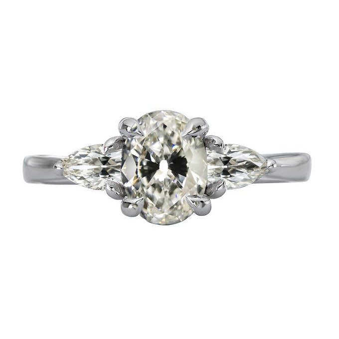 3 Stone Old Miner Cut Diamond Anniversary Ring
