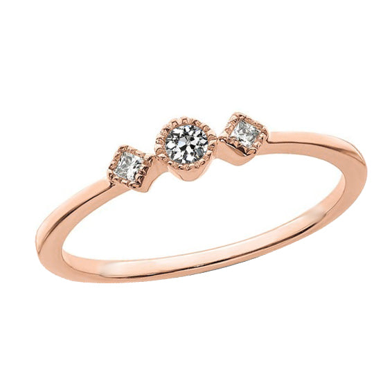 Princess & Round Old Mine Cut Diamond Ring