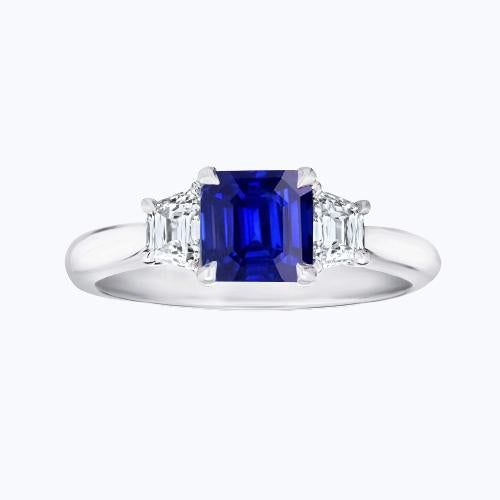 High Quality Fancy Sparkling 3 Stone Ring Asscher Cut