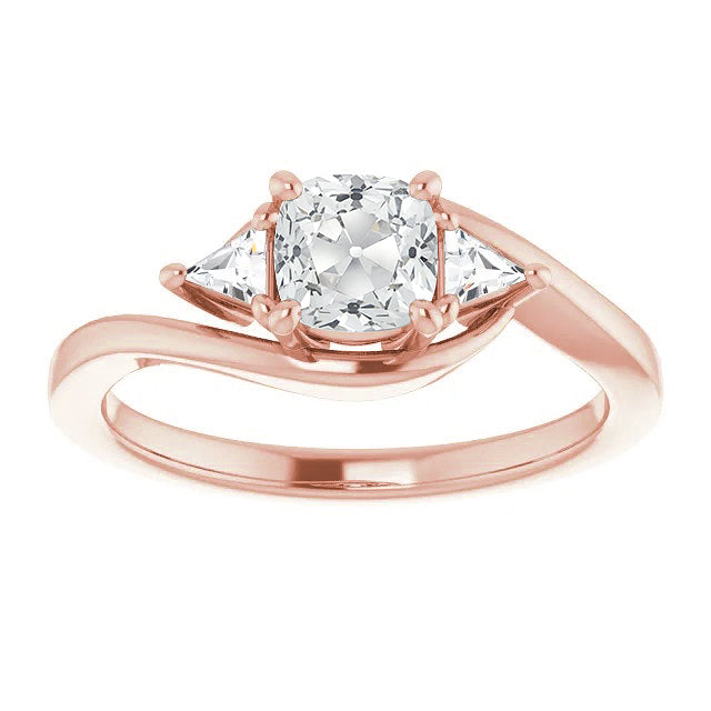 3 Stone Ring Cushion Old Miner Diamond Ring
