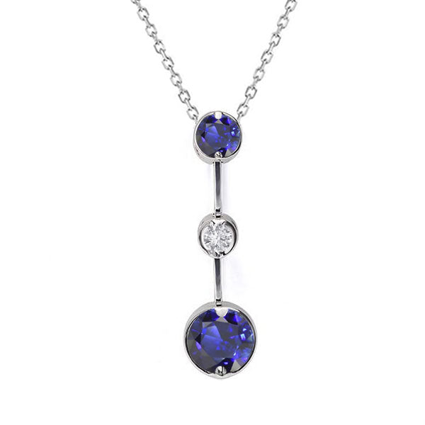 Ceylon Sapphire Diamond Pendant Bezel Set