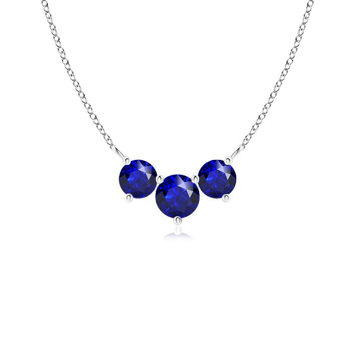 Pendant With Chain 3 Stone Sri Lankan Sapphire Gemstone