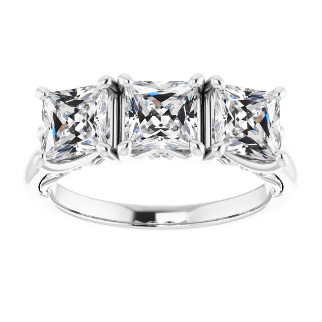 3 Stone Old Miner European Diamond Ring Gold