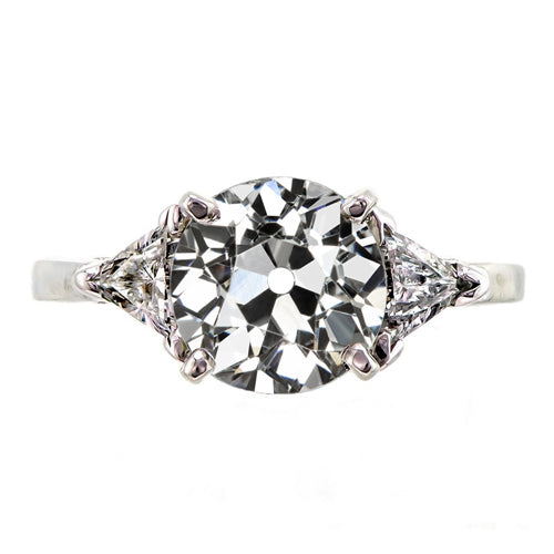 3 Stone Old Miner Diamond Ring Prong Set