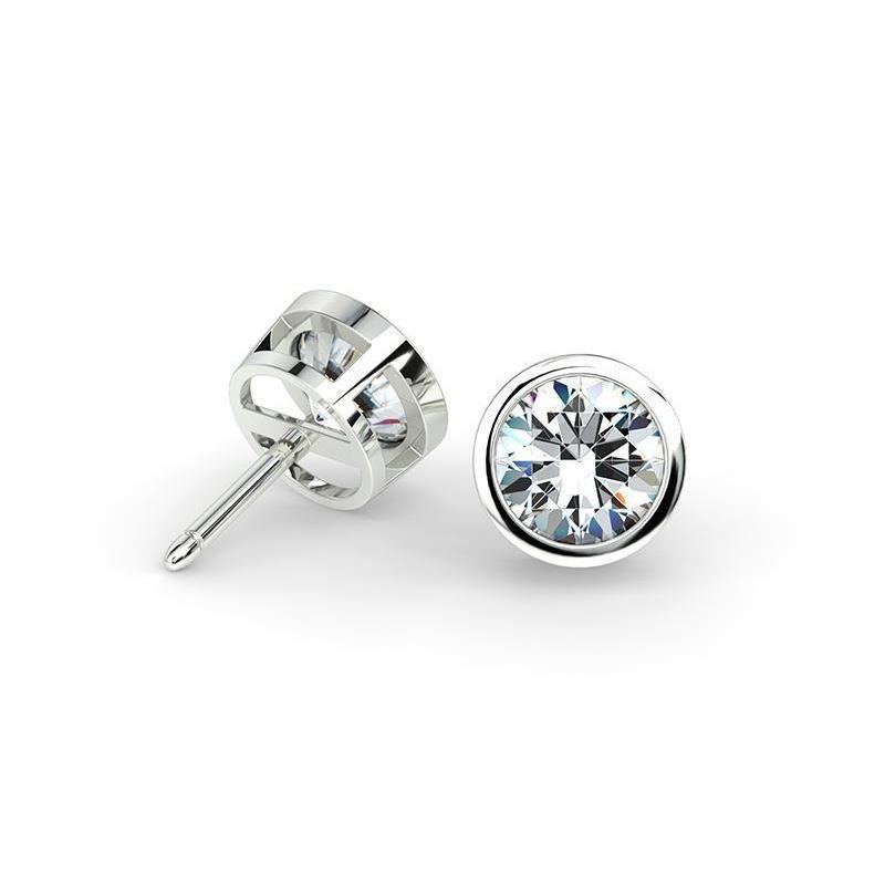 natural round diamond 3ct earring front view