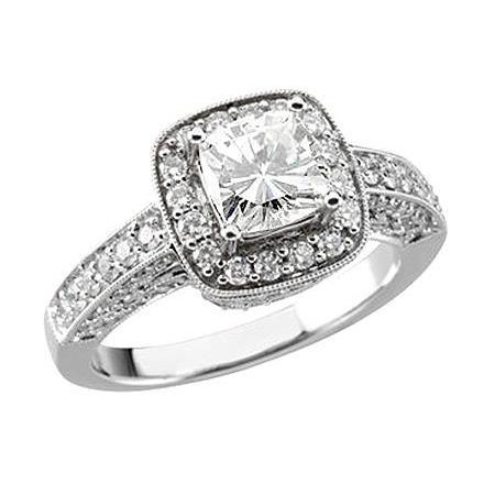 4 Carat Cushion Center Halo Diamond Solitaire With Accents Ring Halo Ring