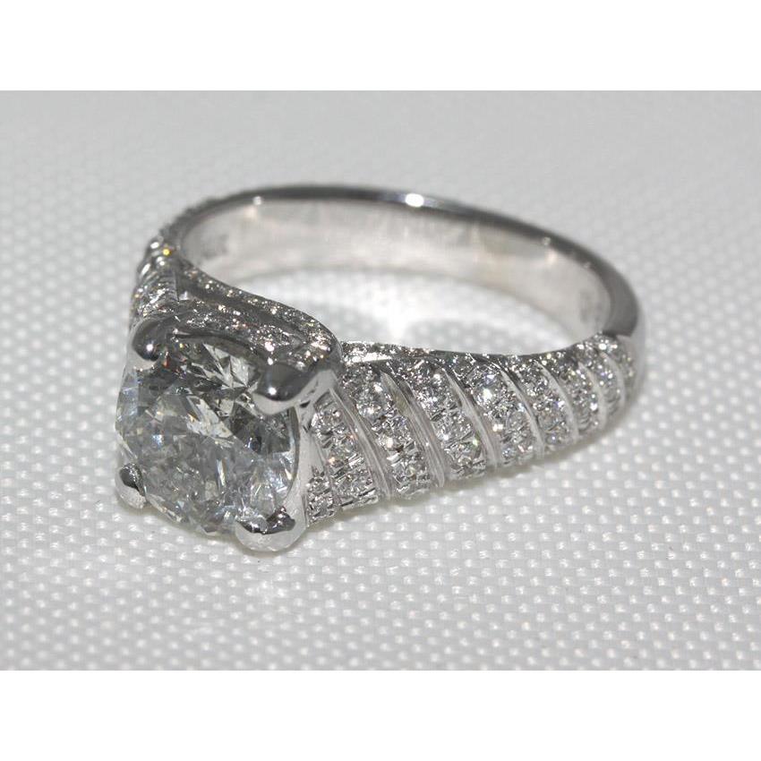 Natural Brilliant Engagement White Gold Diamond Solitaire Ring with Accents