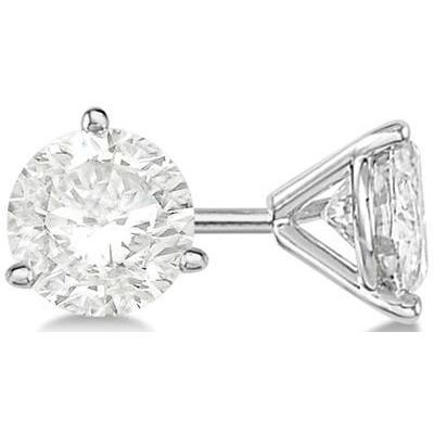 4 Carats 3 Prong Set Solitaire Round Diamond Stud Earring White Gold 14K Stud Earrings