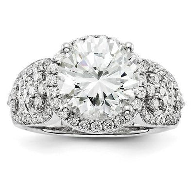 High Quality Unique Solitaire Ring with Accents White Gold Diamond