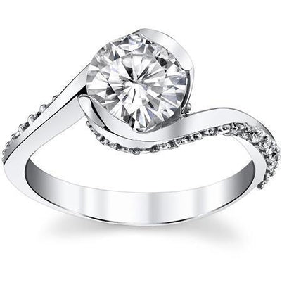 Gorgeous Antique Big Size Diamond Engagement Ring White Gold Solitaire Ring with Accents