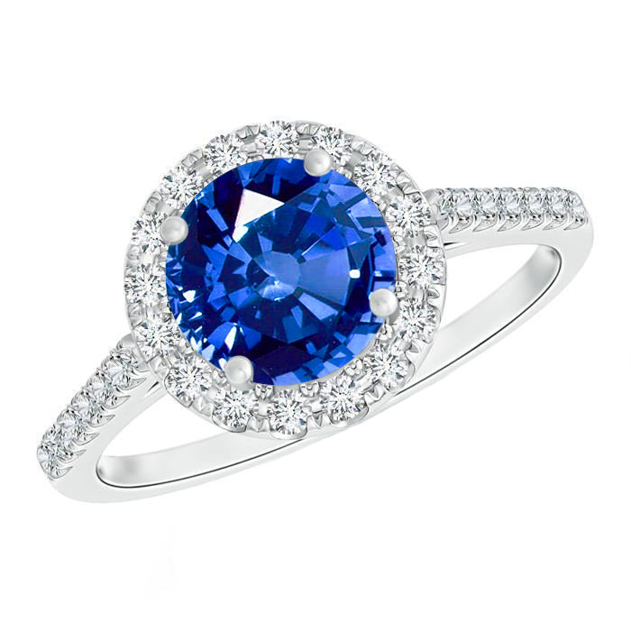 4 Ct Ceylon Sapphire And Natural Earth Mined Diamonds Ring White Gold 14K