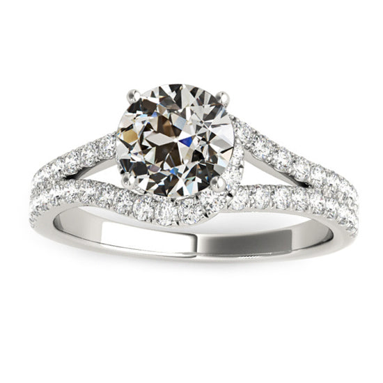 Halo Old Miner Diamond Ring Gold Pave Set