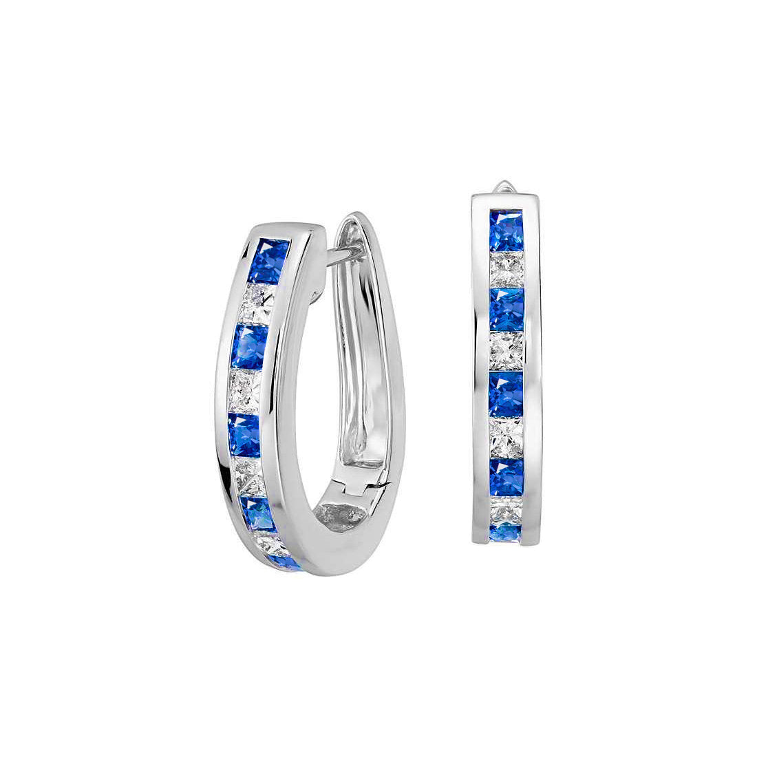 Lady’s Round Anniversary Sri Lankan Sapphire Diamond Hoop Earring White Gold