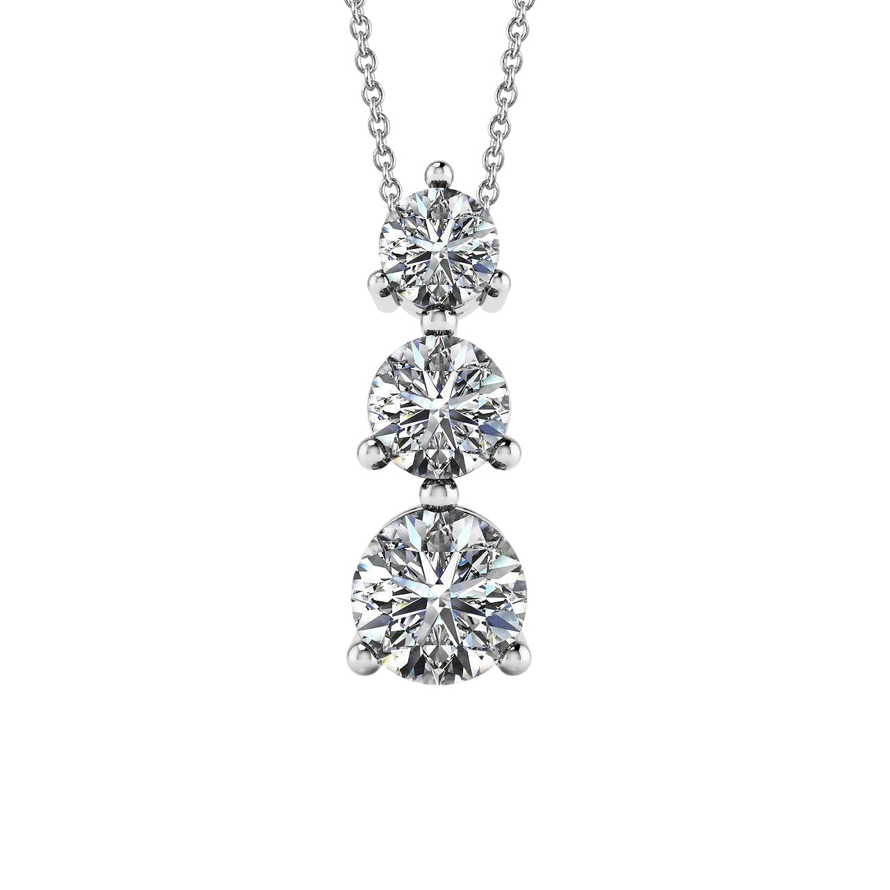 4.5 Carats Prong Set Round Journey Real Natural Earth Mined Diamond Pendant White Gold 14K