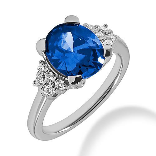 New Sri Lanka Blue Sapphire Diamonds Ring White Gold Gemstone Ring