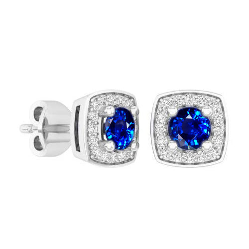 Gorgeous fancy Sri Lanka Sapphire Diamond Cluster Stud Earrings