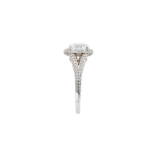 2.35 Carats Oval Halo Anniversary Ring Split Shank White Gold 14K Halo Ring