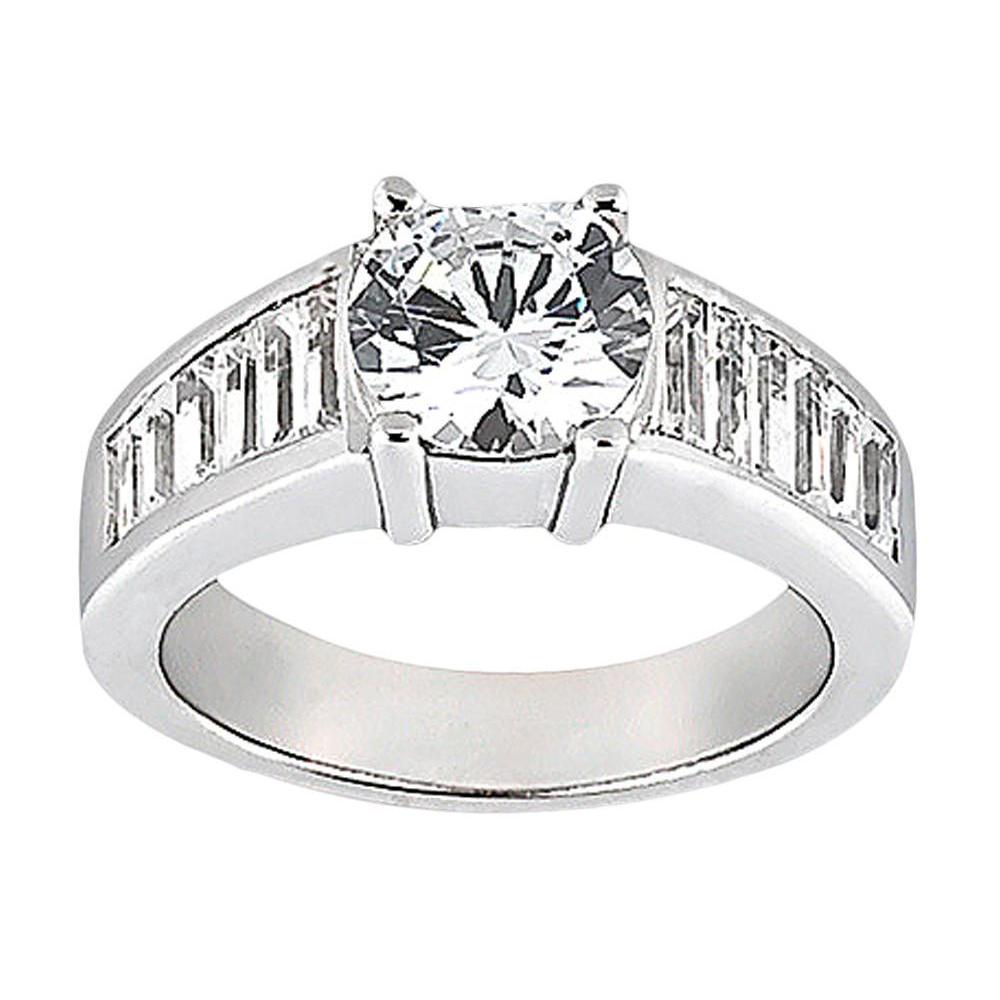 Biog Size Brilliant Sparkling Solitaire Ring with Accents White Gold Diamond