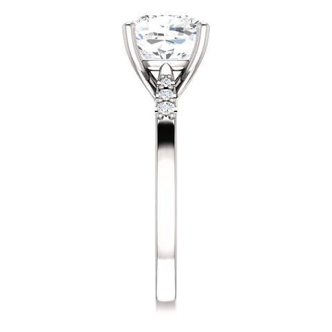 Lady’s Fancy Solitaire Ring with Accents White Gold Diamond