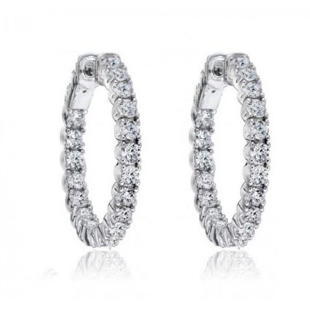 Brilliant stylish Sparkling Brilliant Cut Diamonds Lady Hoop Earrings Gold White
