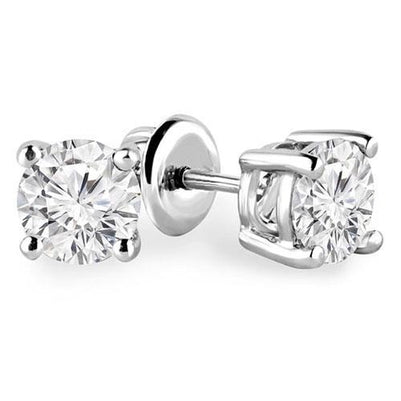 Fancy Princess Cut Style White Gold Diamond Stud Earrings