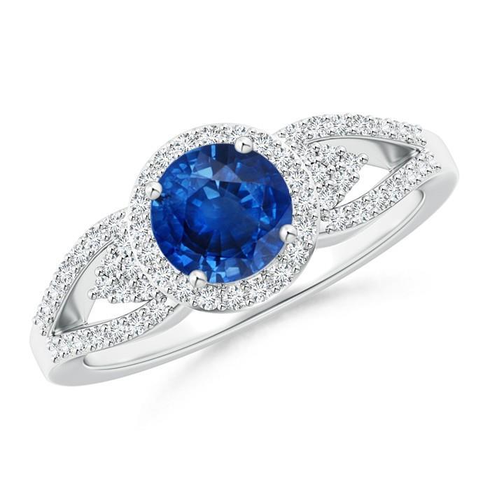Women Jewelry Round Cut Sapphire And Diamonds Ring White Gold Gemstone Ring