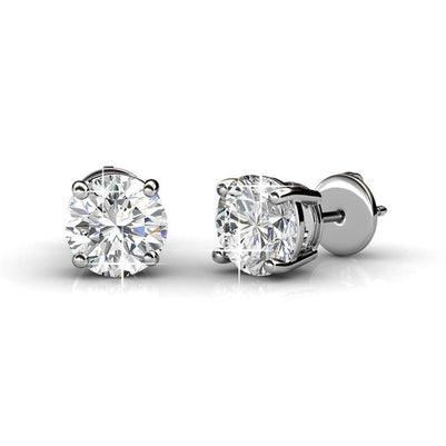 4.50 Carats Prong Set Round Diamonds Studs Earrings White Gold 14K Stud Earrings