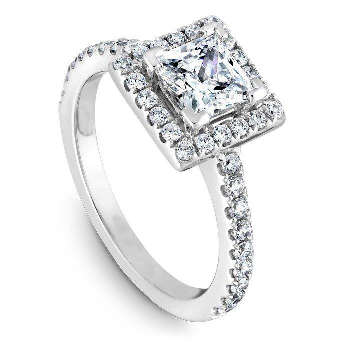 Princess Antique Lady’s Style White Elegant Gold Diamond Solitaire Ring with Accents