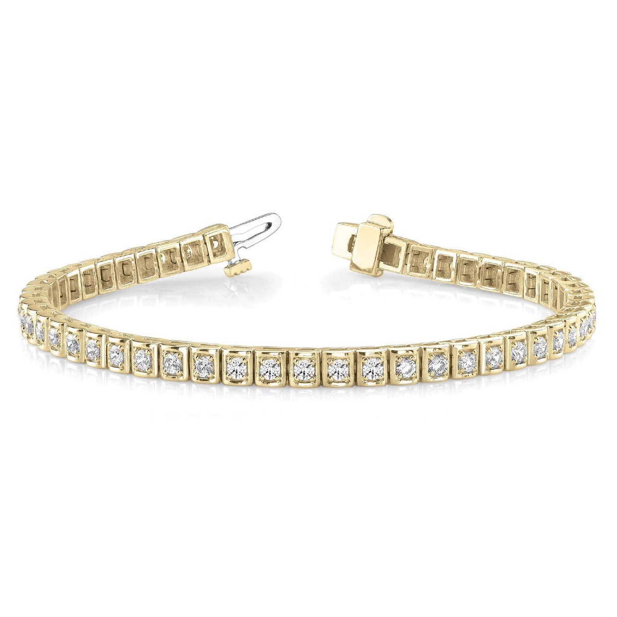 3.50 Carats Sparking Brilliant Cut Diamonds Tennis Bracelet Yg 14K Tennis Bracelet