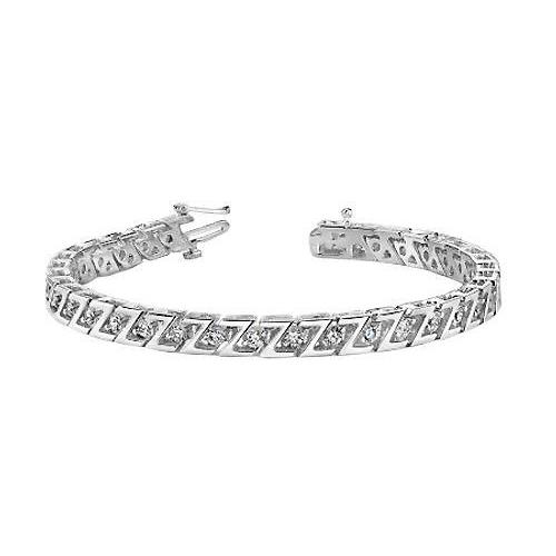 4.75 Carats Prong Set Diamond Z Style Tennis Bracelet Solid Gold 14K Tennis Bracelet