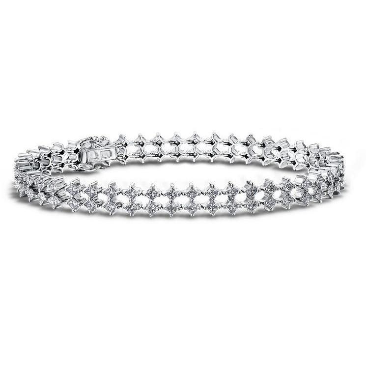 3.60 Carats Double Row Diamonds Women Bracelet Gold White 14K New Tennis Bracelet