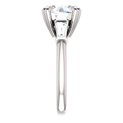 Round With Baguette Diamond 3 Stone Ring White Gold 2.30 Carats Three Stone Ring