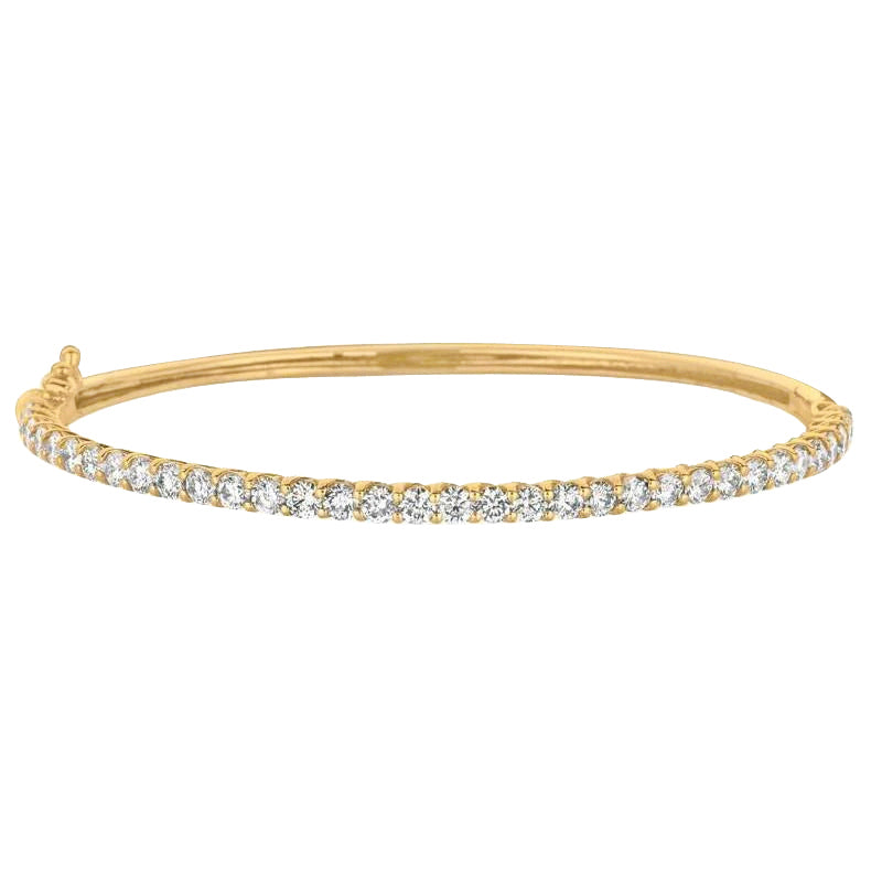 4 Carat Round Brilliant Real Natural Earth Mined Diamond Bangle Yellow Gold 14K