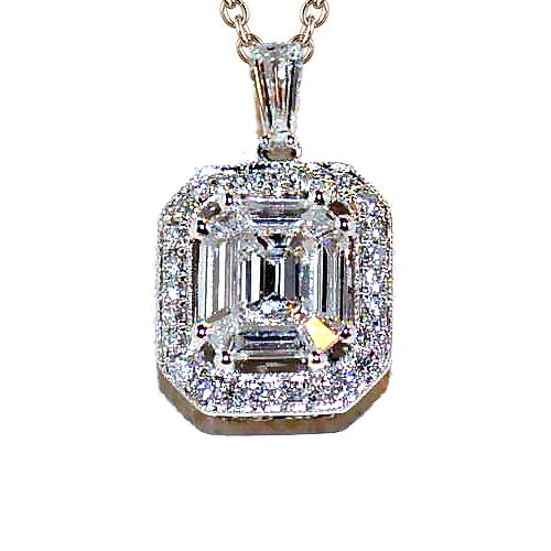 4 Carats Lab Grown Diamonds Women Pendant Necklace White Gold 14K