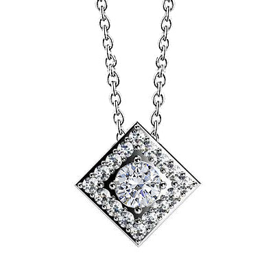 4 Carats Round Diamond Pendant Slide Necklace White Gold 14K