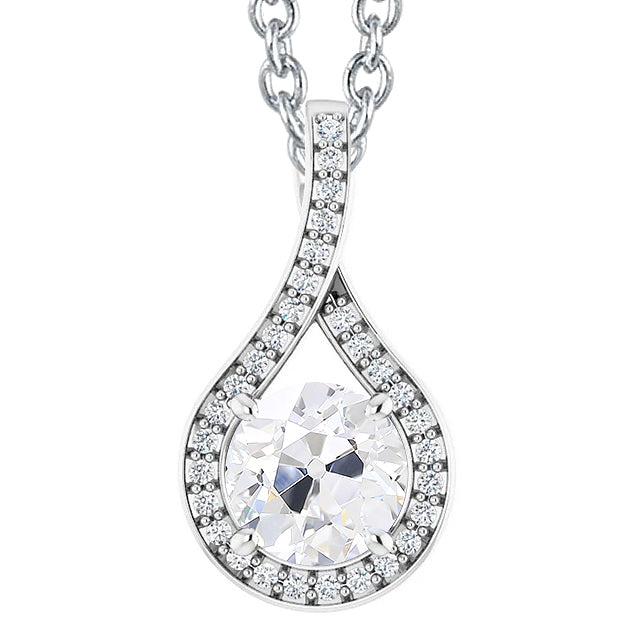 Old Mine Diamond Pendant Slide With Chain